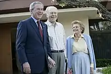 Betty Ford with her husband and President George W. Bush on April 23, 2006