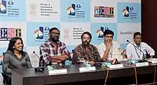 Press conference by the Director, Madhupa, Actress Mallika Film “Ozhimuri” and Nirmal Chander, Director of the Film “Dreaming Taj Mahal”, at the 43rd International Film Festival of India (IFFI-2012), in Panaji, Goa.jpg