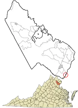 Location in Prince William County and the state of Virginia