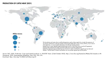 Production of beef worldwide, by country in 2021.