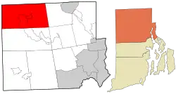 Location in Providence County and the state of Rhode Island.