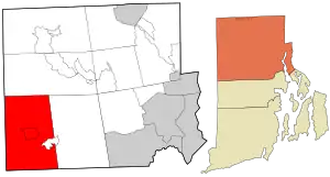 Location in Providence County and the state of Rhode Island.