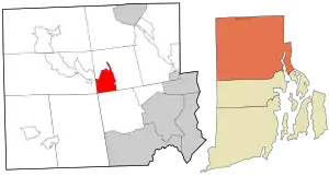 Location in Providence County and the state of Rhode Island.