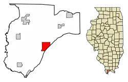 Location of Olmsted in Pulaski County, Illinois.