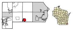 Location of Union Grove in Racine County, Wisconsin.