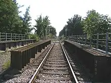 Close up picture of a railway track over a bridge