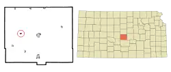 Location within Rice County and Kansas