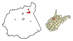 Location of Pennsboro in Ritchie County, West Virginia.