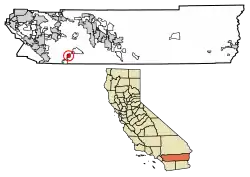 Location of Lake Riverside in Riverside County, California.