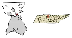 Location of Ridgetop in Robertson County, Tennessee.