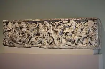 Sarcophagus with battle scene, Roman, c. 190 B.C.