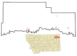 Location of Poplar, Montana