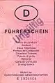 Old German paper driving license (1986 - 1998), model of the European Communities
