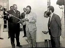 Roy Innis with CORE aides and Doris Funnye Innis, awarding Jomo Kenyatta CORE Lifetime Membership