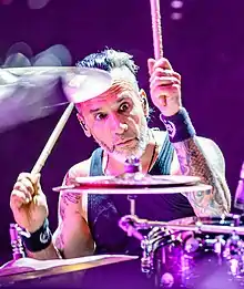 Mayorga performing with Stone Sour in 2018