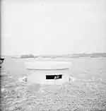 The turret of a Pickett-Hamilton fort, fully raised and manned during the Second World War.