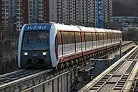 Line S1 features low-to-mid speed maglev trains that run on a maglev track and use 1,500 V DC power. The S1 maglev trains have six cars per train and can reach a top speed of 100&nbsp;km/h (62&nbsp;mph).