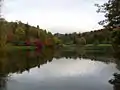 View taken from the Grotto, of the lake in autumn colours