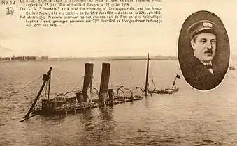 SS&nbsp;Brussels, torpedoed several times during the raid by the British and scuttled by the Germans in October 1918