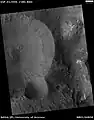 Small craters inset within Saheki crater, 22°&nbsp;S