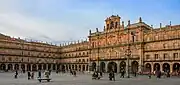 Plaza Mayor, Salamanca (1729–1755), Alberto and Manuel de Lara Churriguera. Andrés Garcia de Quiñones  designed the city Hall.
