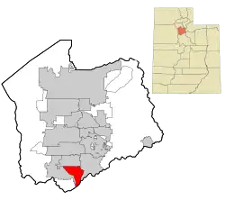 Location in Salt Lake County and the state of Utah.