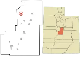 Location in Sanpete County and the state of Utah.