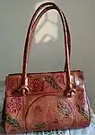 Santiniketan leather bag with batik design