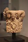 Relief fragment with heads and figures; 5th century BC – 5th century AD; length: 50&nbsp;cm (19.6&nbsp;in.), height: 54&nbsp;cm (21.2&nbsp;in.), width: 50&nbsp;cm (19.6&nbsp;in.); terracotta; Musée du quai Branly. As most African art styles, the Nok style focuses mainly on people, rarely on animals. All of the Nok statues are very stylized and similar in that they have this triangular shape eye with a perforated pupil, with arched eyebrows.