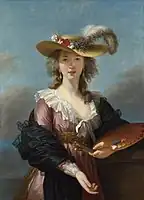 Self-portrait in a Straw HatÉlisabeth Vigée Le Brun painted several self-portraits that were hugely successful in the Paris Salons, and was influential in pioneering an "informal" fashion style at the end of the Ancien Régime. At 22, 1782.