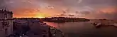 Panoramic view at sunset from Senglea towards Valletta