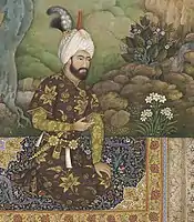 The only useful "portrait" of Tahmasp I, by Farrukh Beg, who might once have seen him