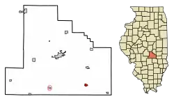 Location of Stewardson in Shelby County, Illinois.