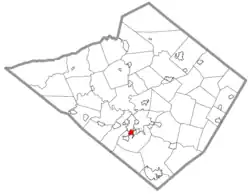 Location of Shillington in Berks County, Pennsylvania