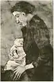 Sien Nursing Baby, Half-Figure, drawing, 1882, Private collection, (F1065)