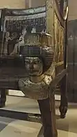 Sitamun, daughter of Amenhotep III, depicted wearing a modius on her throne. From the Tomb of Yuya and Thuya, 18th Dynasty