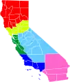 2013: Tim Draper's Six Californias proposal&nbsp;&nbsp;Jefferson&nbsp;&nbsp;North California&nbsp;&nbsp;Silicon Valley&nbsp;&nbsp;Central California&nbsp;&nbsp;West California&nbsp;&nbsp;South California