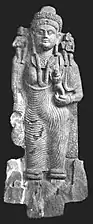 244 CEKanishka II:Statue of Hariti from Gandhara, "Year 399" of the Yavana era (244 CE).