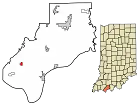Location of Richland in Spencer County, Indiana.