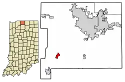 Location of North Liberty in St. Joseph County, Indiana.
