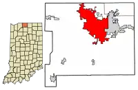Location of South Bend in St. Joseph County, Indiana