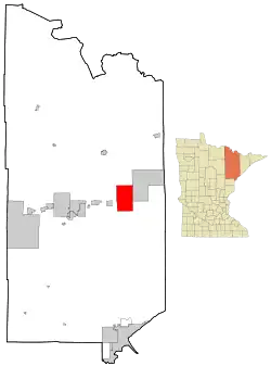 Location of the city of Hoyt Lakeswithin Saint Louis County, Minnesota