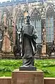 A sculpture of St. Chad unveiled in 2021 outside Lichfield Cathedral.