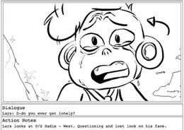 Cartoon drawing of an anxious-looking character