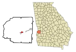Location within Stewart County and Georgia