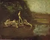 Swimming Hole sketch, Eakins' final study for The Swimming Hole. Oil on fiberboard mounted on fiberboard, 8+3⁄4 × 10+3⁄4&nbsp;in (22 × 27&nbsp;cm), Hirshhorn Museum and Sculpture Garden, Washington, DC.