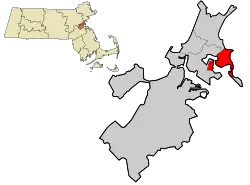 Location in Suffolk County and the state of Massachusetts