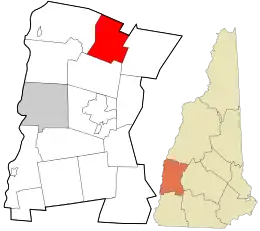 Location in Sullivan County and the state of New Hampshire