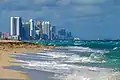 Skyline of Sunny Isles Beach viewed from the south with the skyline of southern coastal Broward County shown in the background in 2013.