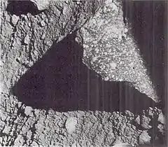 Spotted rock 25&nbsp;cm across, about 2 meters from Surveyor 7